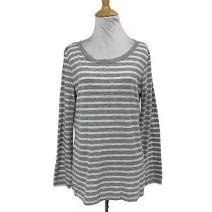 Splendid Shirt Womens 2XL Iron White Cerine Slub Stripe Button Back Long Sleeve